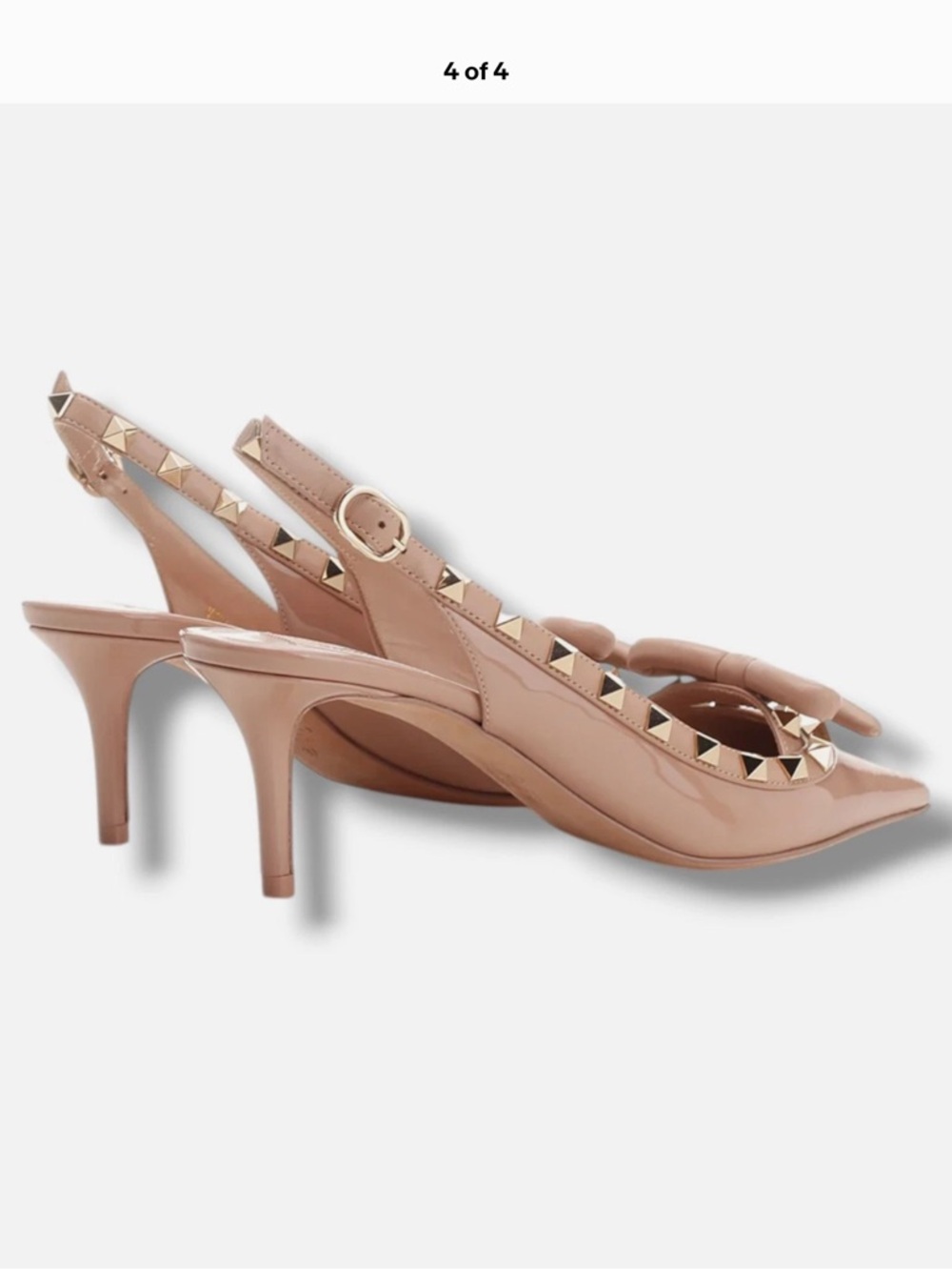 Valentino Garavani Patent Slingback Pumps in Nude Pink with Gold Studs - Picture 3 of 4